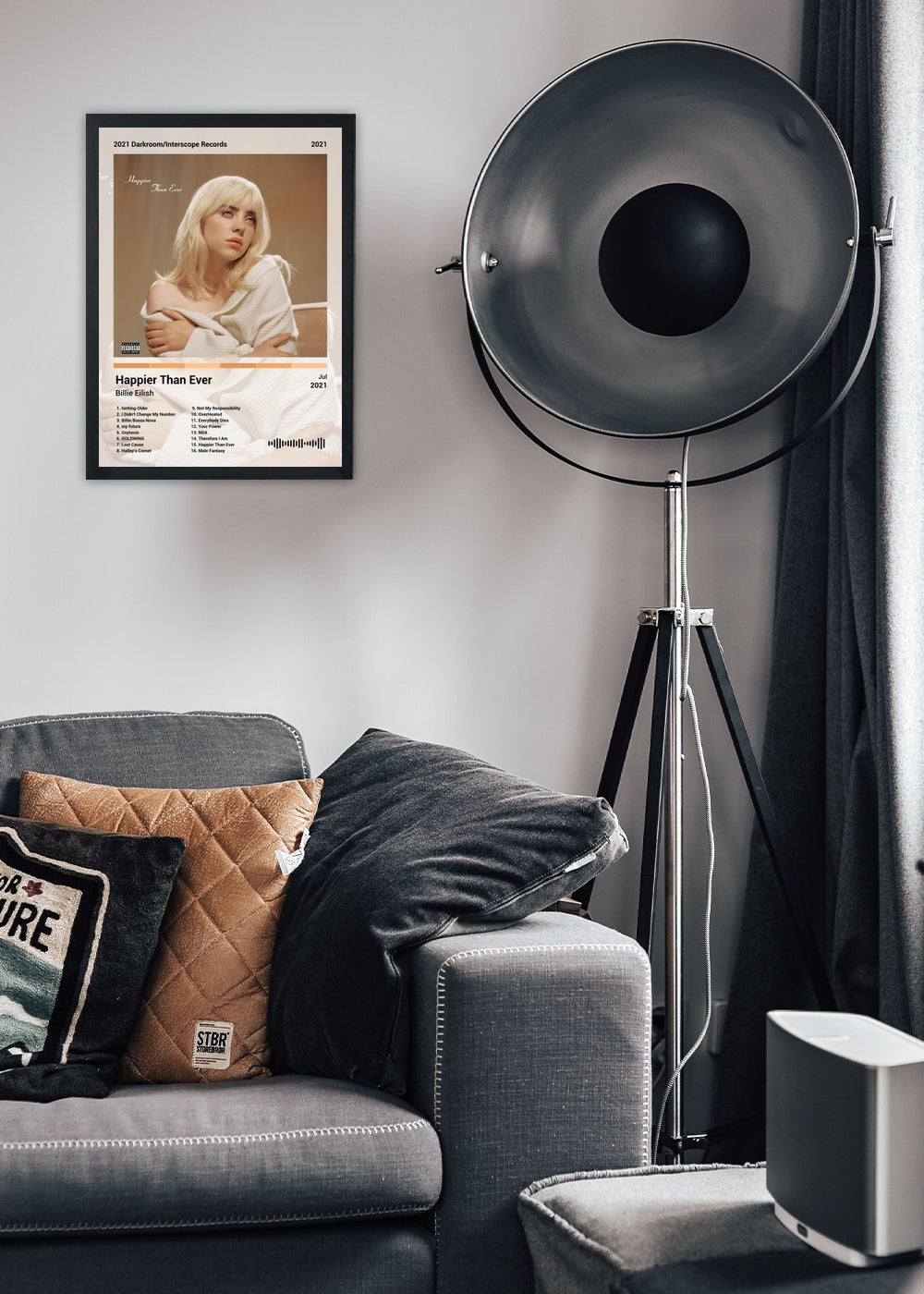 Quadro Billie Eilish Happier Than Ever (Light) Com Vidro