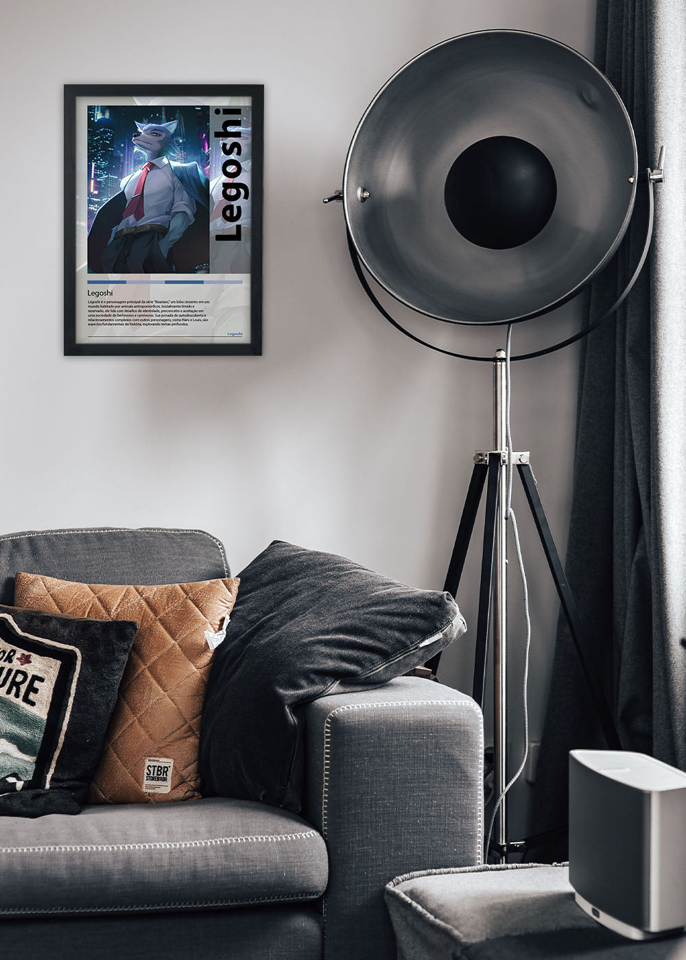 Quadro Decorativo Legoshi - Beastars O Lobo Bom - Com vidro