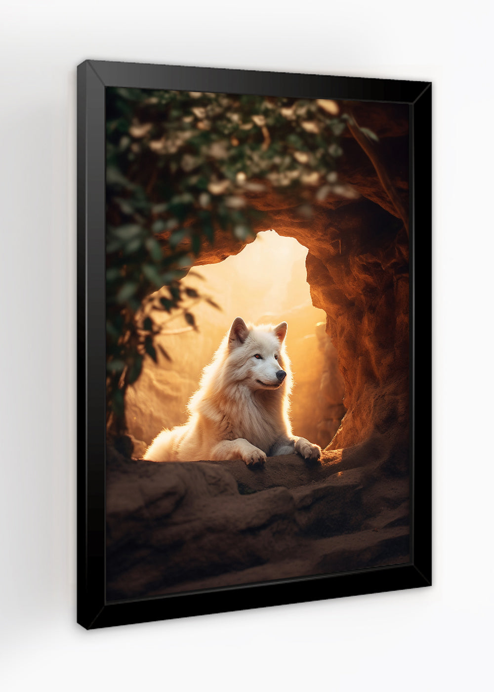 Quadro Decorativo o lobo branco - Animais - Com vidro