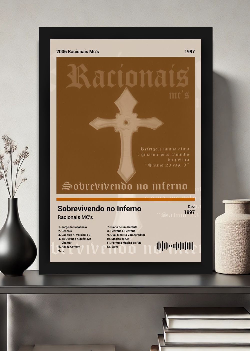 Quadro Racionais MC's Sobrevivendo no I... (Sepia) Com Vidro