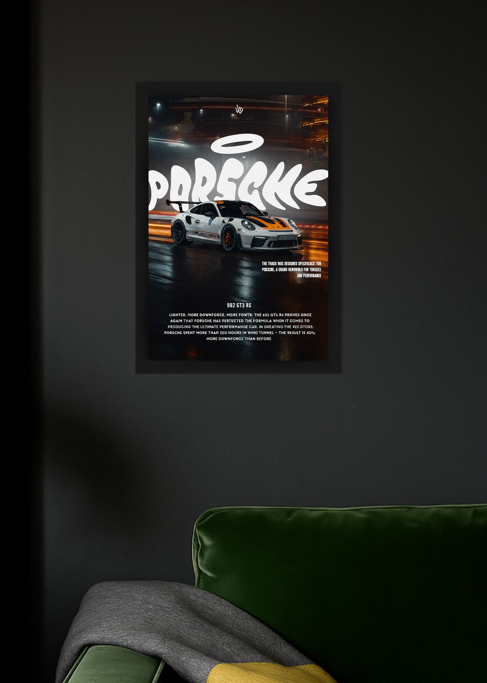 Quadro Decorativo Porsche 992 GT3 RS Com Vidro