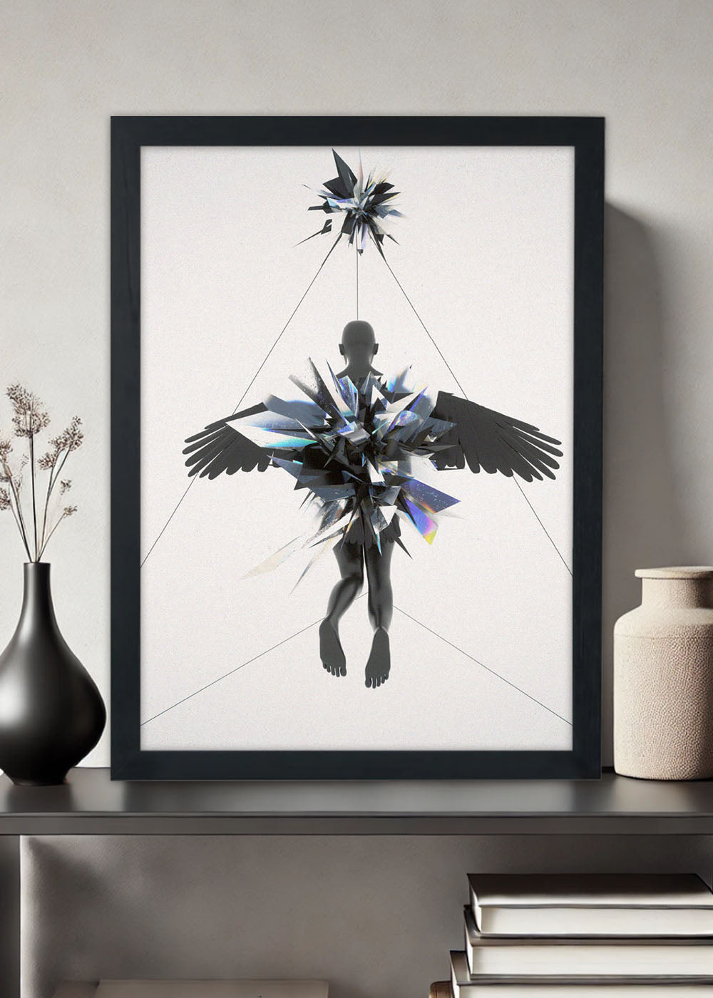 Quadro Decorativo O anjo - Abstrato - Com vidro