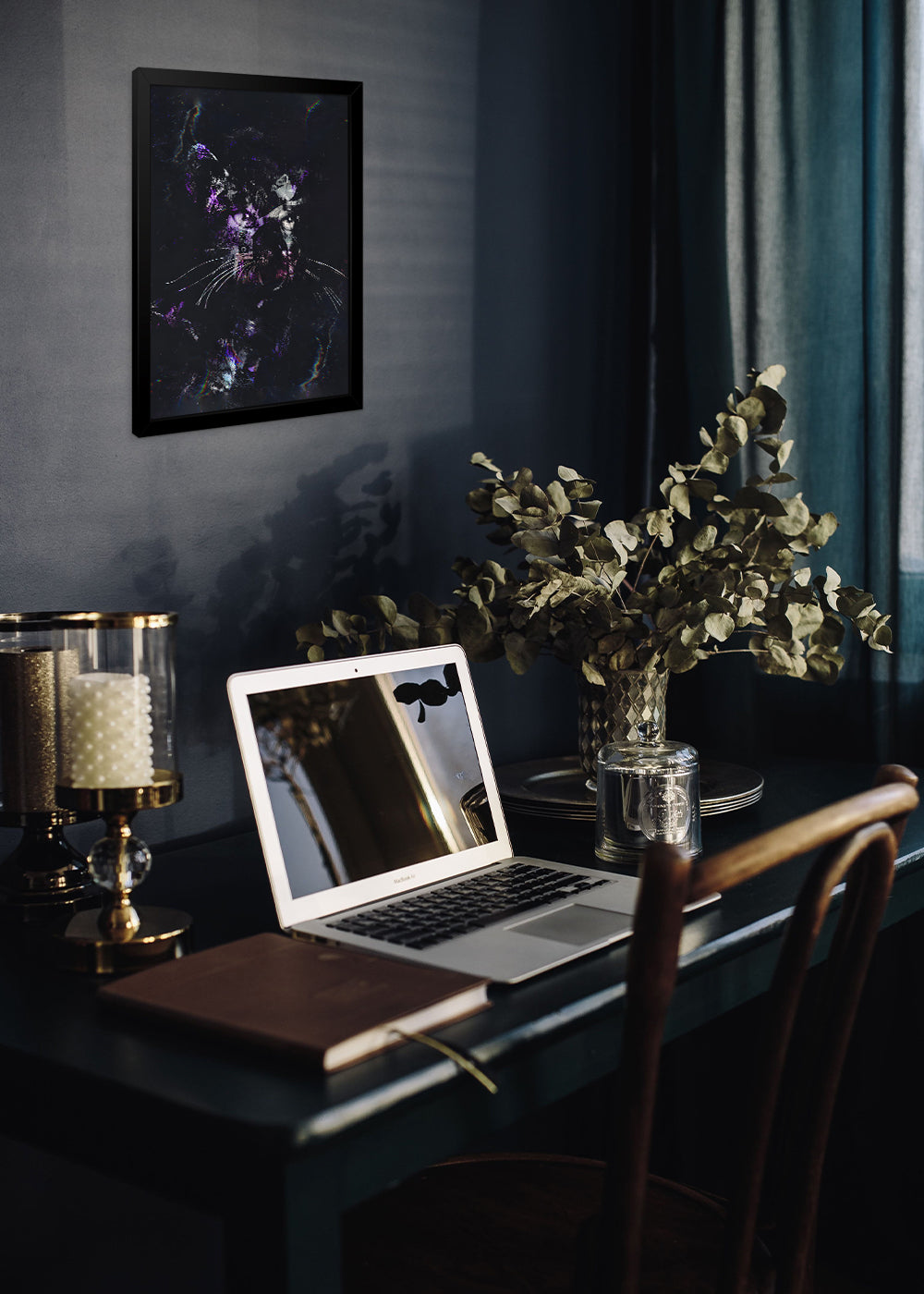 Quadro Decorativo O gato misterioso - Com vidro