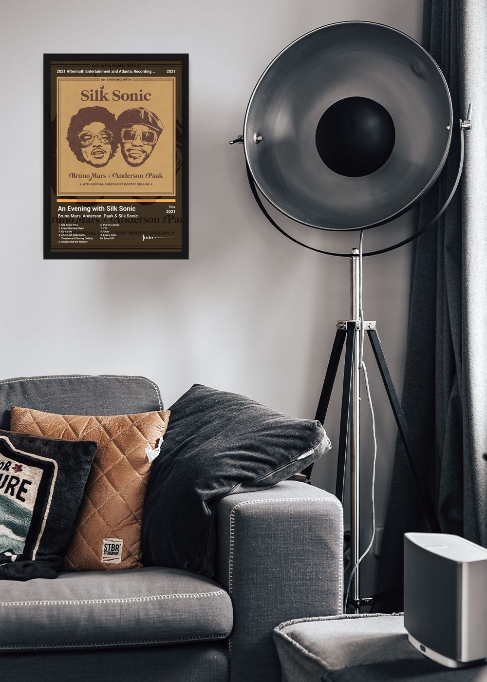 Quadro Bruno Mars An Evening with Silk S... (Dark) Com Vidro