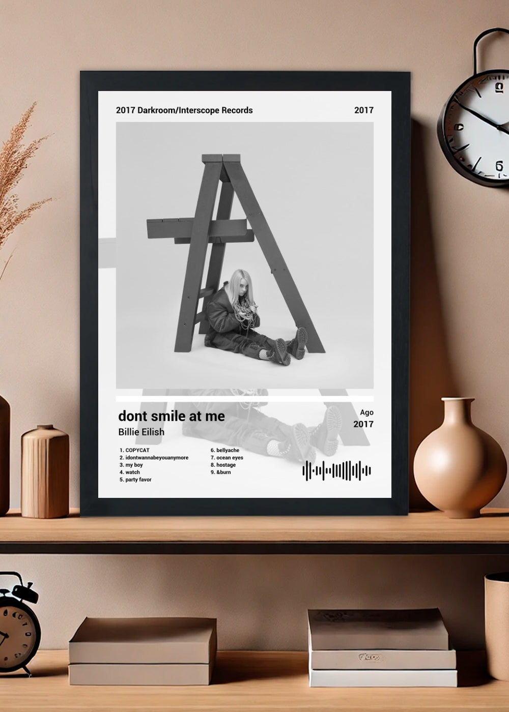 Quadro Billie Eilish dont smile a... (Black&white) Com Vidro