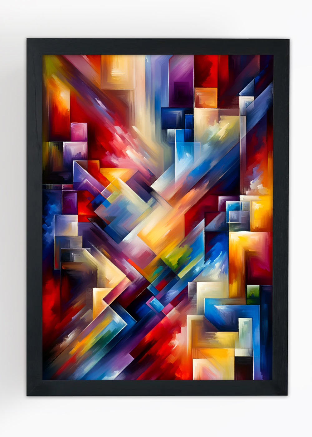 Quadro Decorativo arte Abstrata colorido - Com vidro