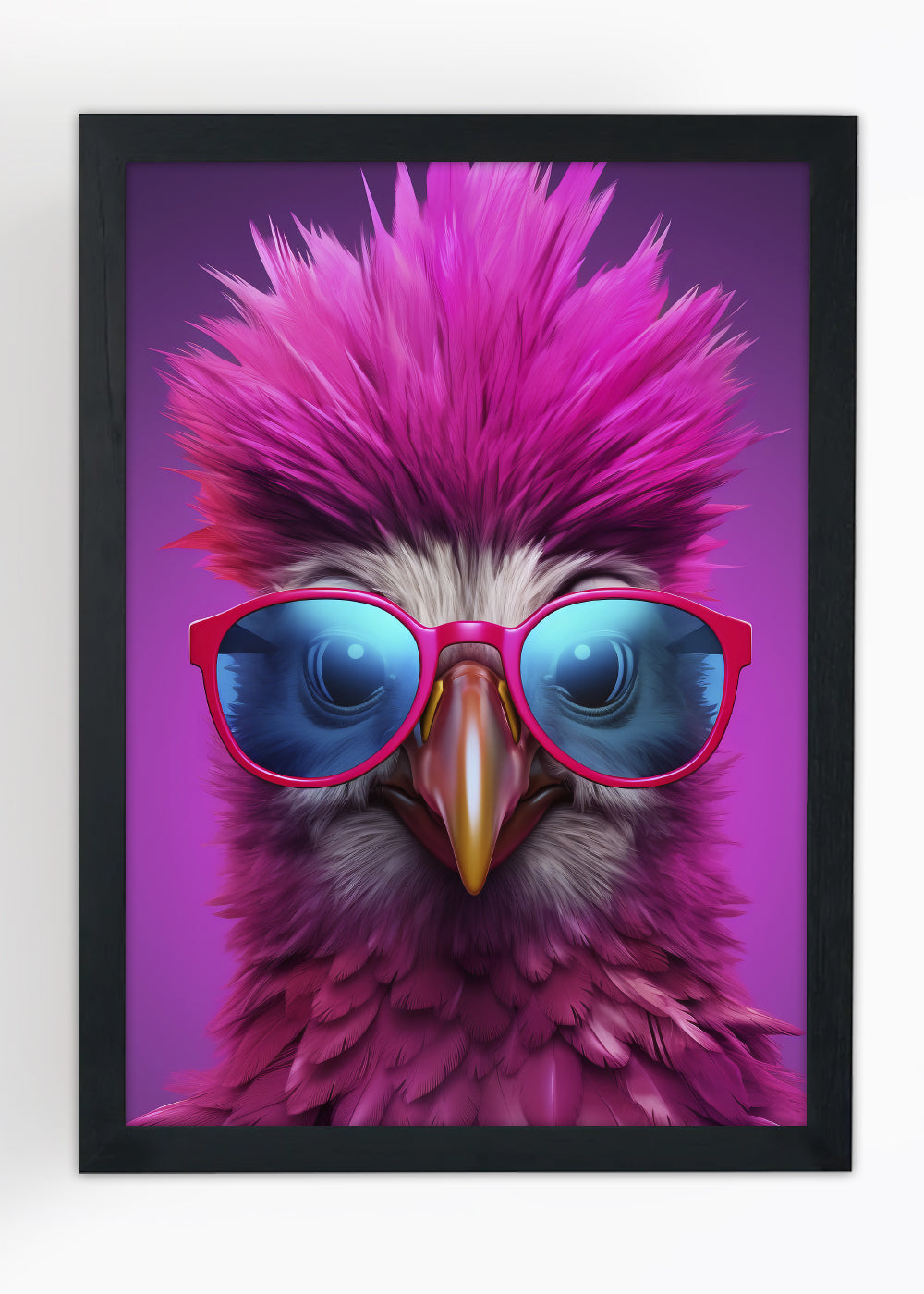 Quadro Decorativo Passarinho rosa - Com vidro