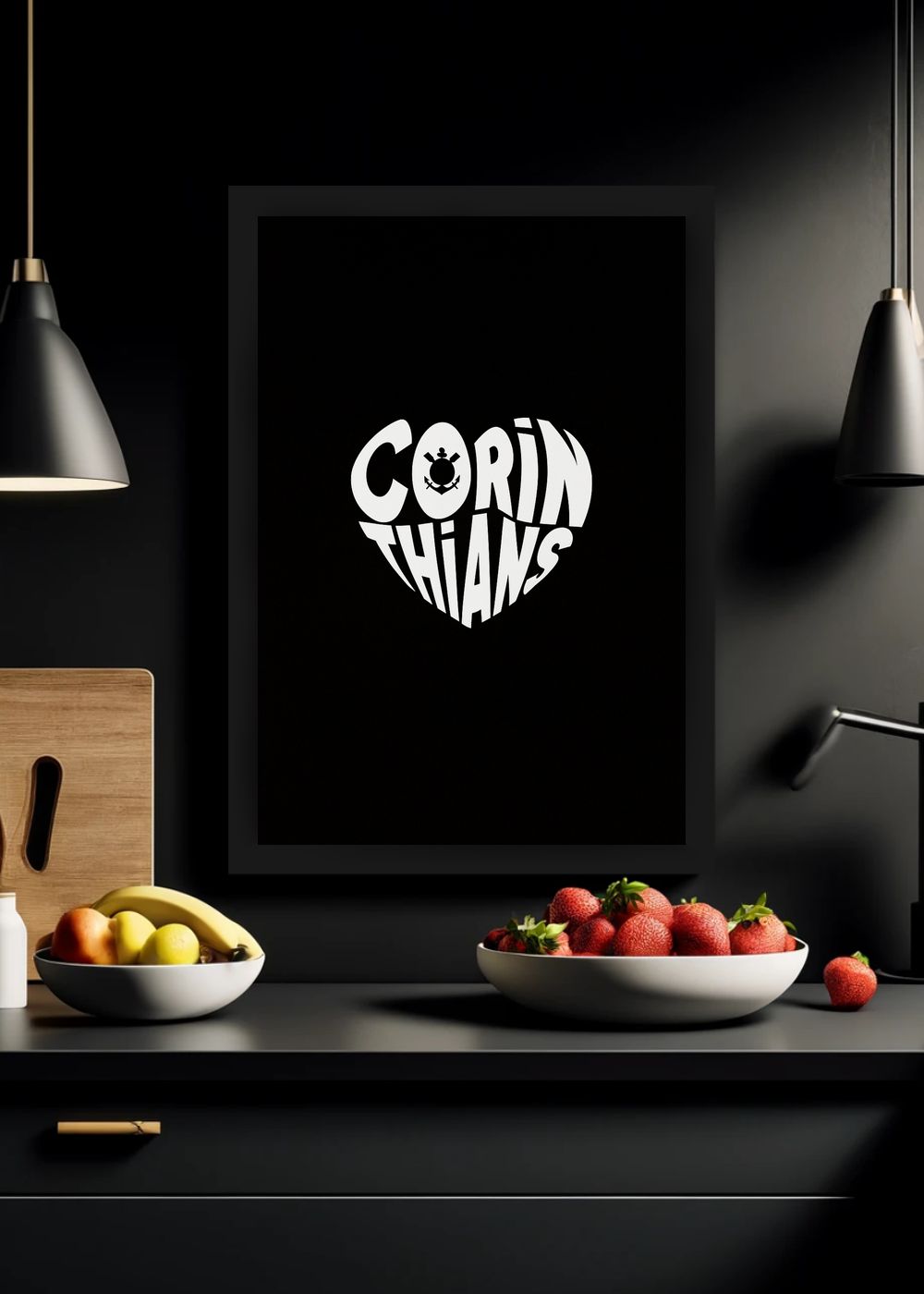 Quadro Com Vidro Corinthians do meu Coração com Moldura