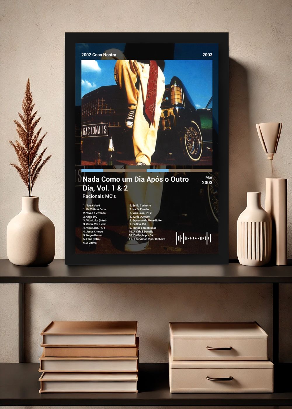 Quadro Racionais MC's Nada Como um Dia A... (Dark) Com Vidro