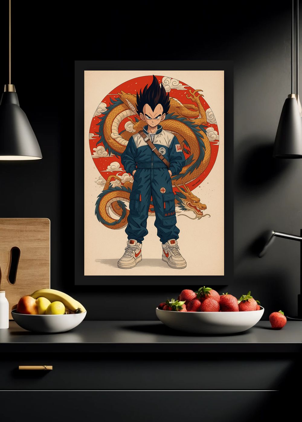 Quadro Vegeta Street Dragon Ball Com Vidro e Moldura