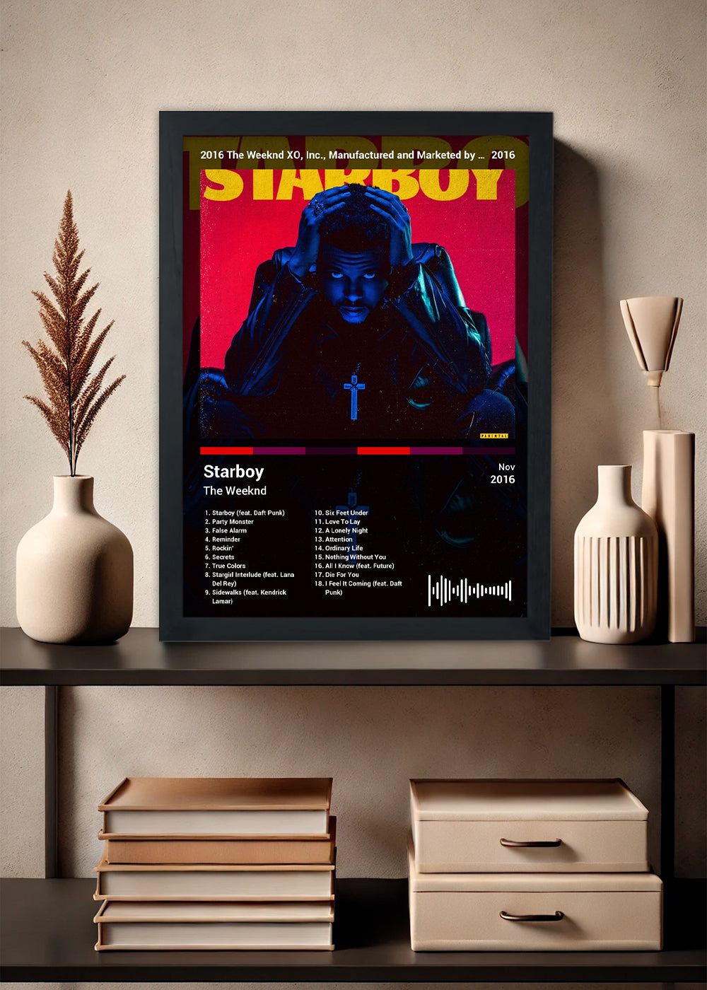 Quadro The Weeknd - Starboy (Black) - Com Vidro