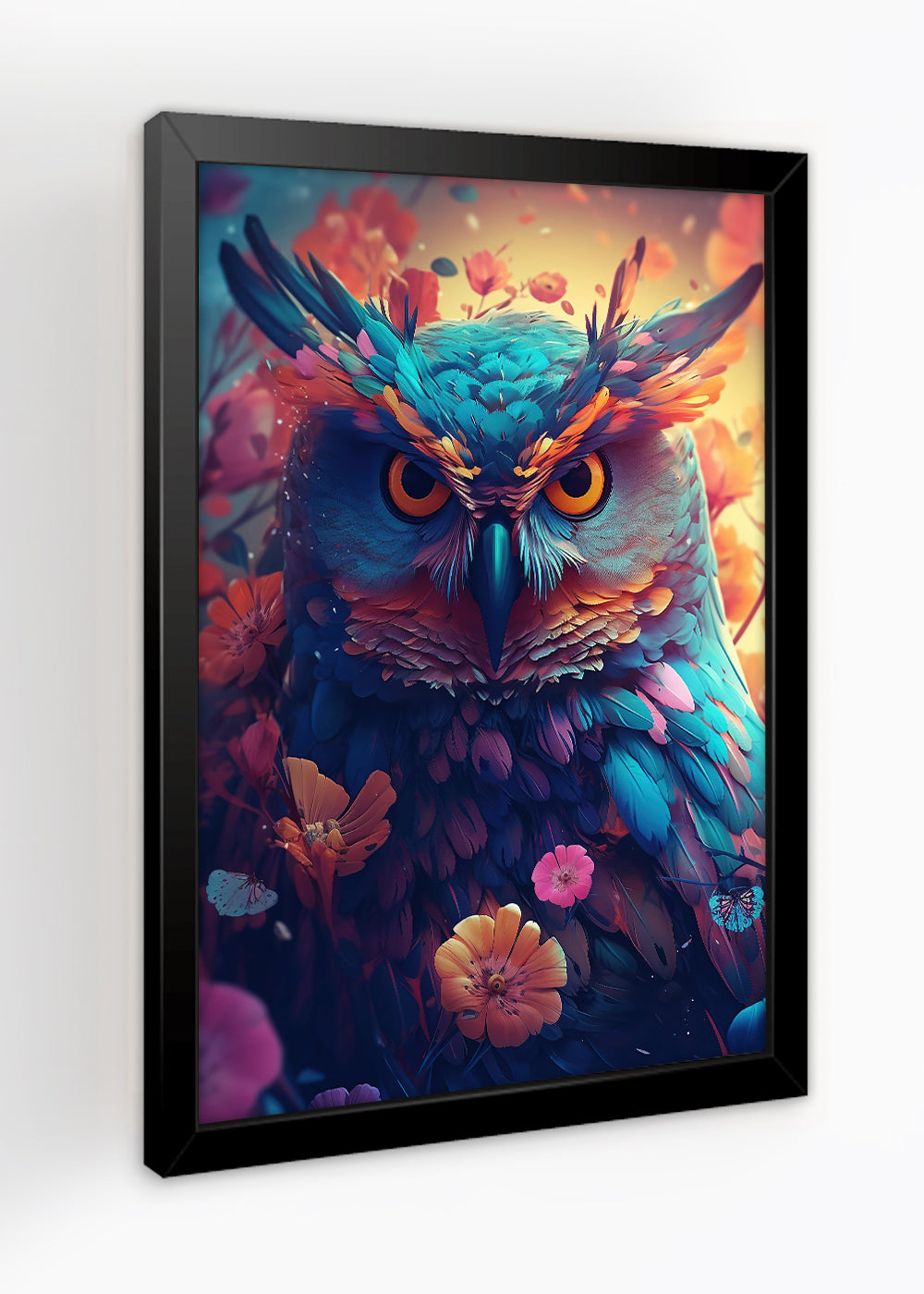 Quadro Decorativo Coruja noturna abstrata - Com vidro