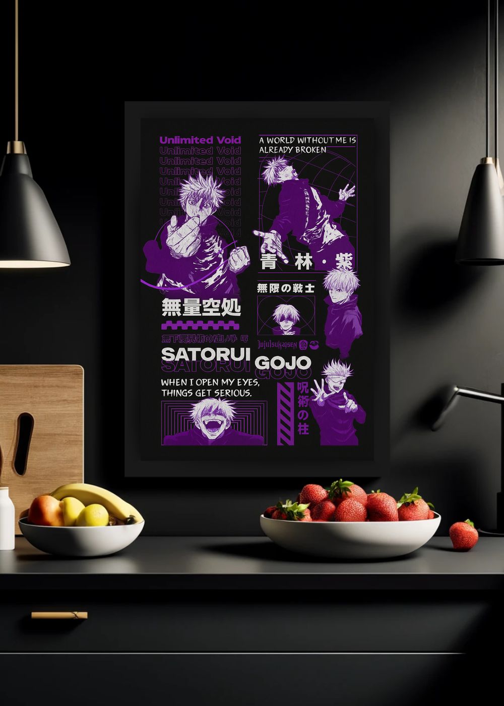 Quadro Satoru Gojo Jujutsu Kaisen Com Vidro e Moldura