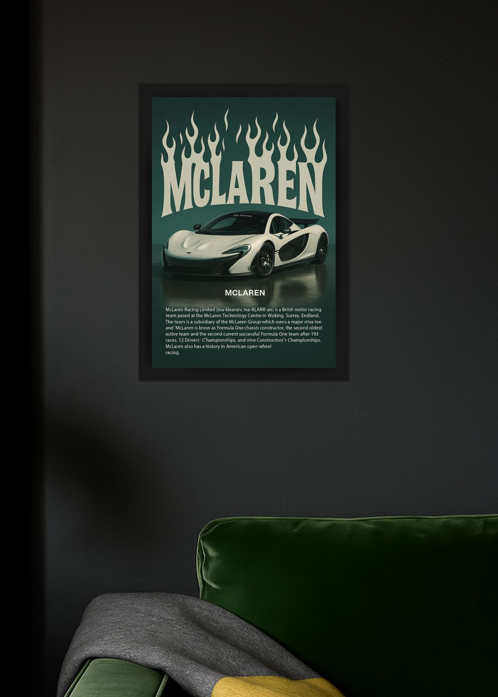 Quadro Decorativo McLaren P1 Lenda das Ruas Com Vidro