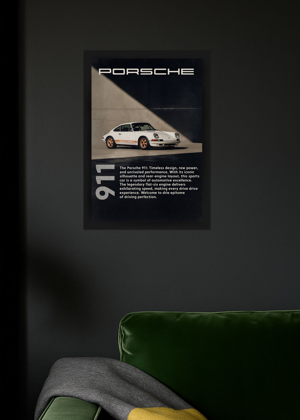 Quadro Decorativo Porsche 911 Atemporal - Com Vidro
