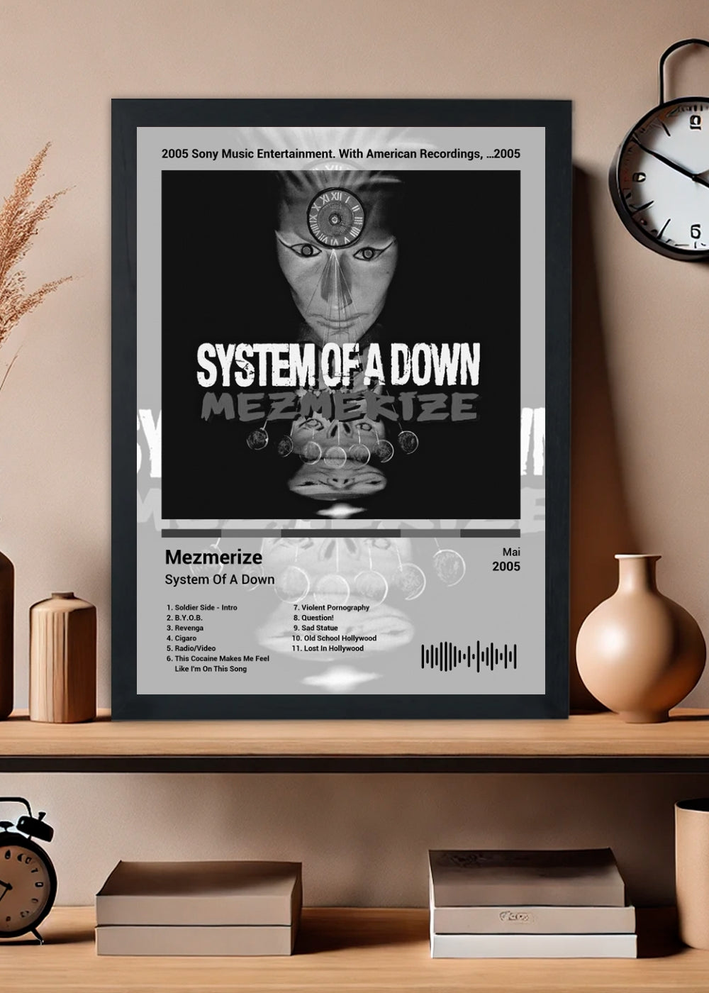 Quadro System Of A Down Mezmerize (Black&white) Com Vidro