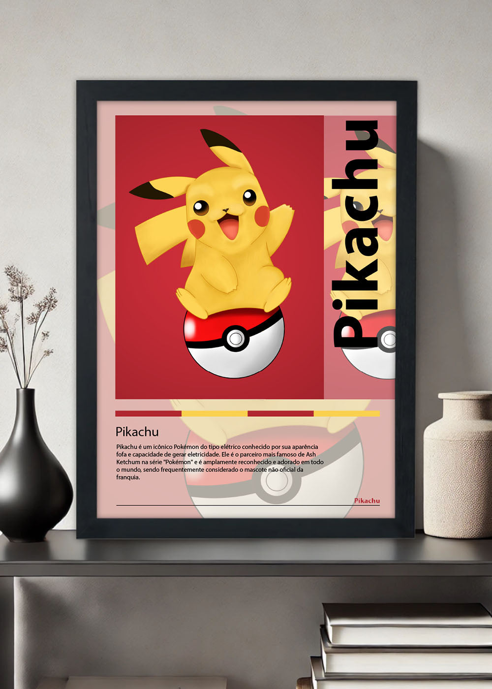Quadro Decorativo Pikachu - Pokémon - Com vidro