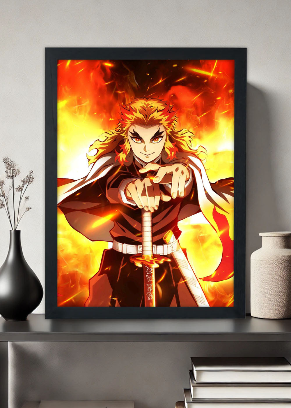 Quadro Decorativo Demon Slayer - Kyojuro Rengoku - Com vidro