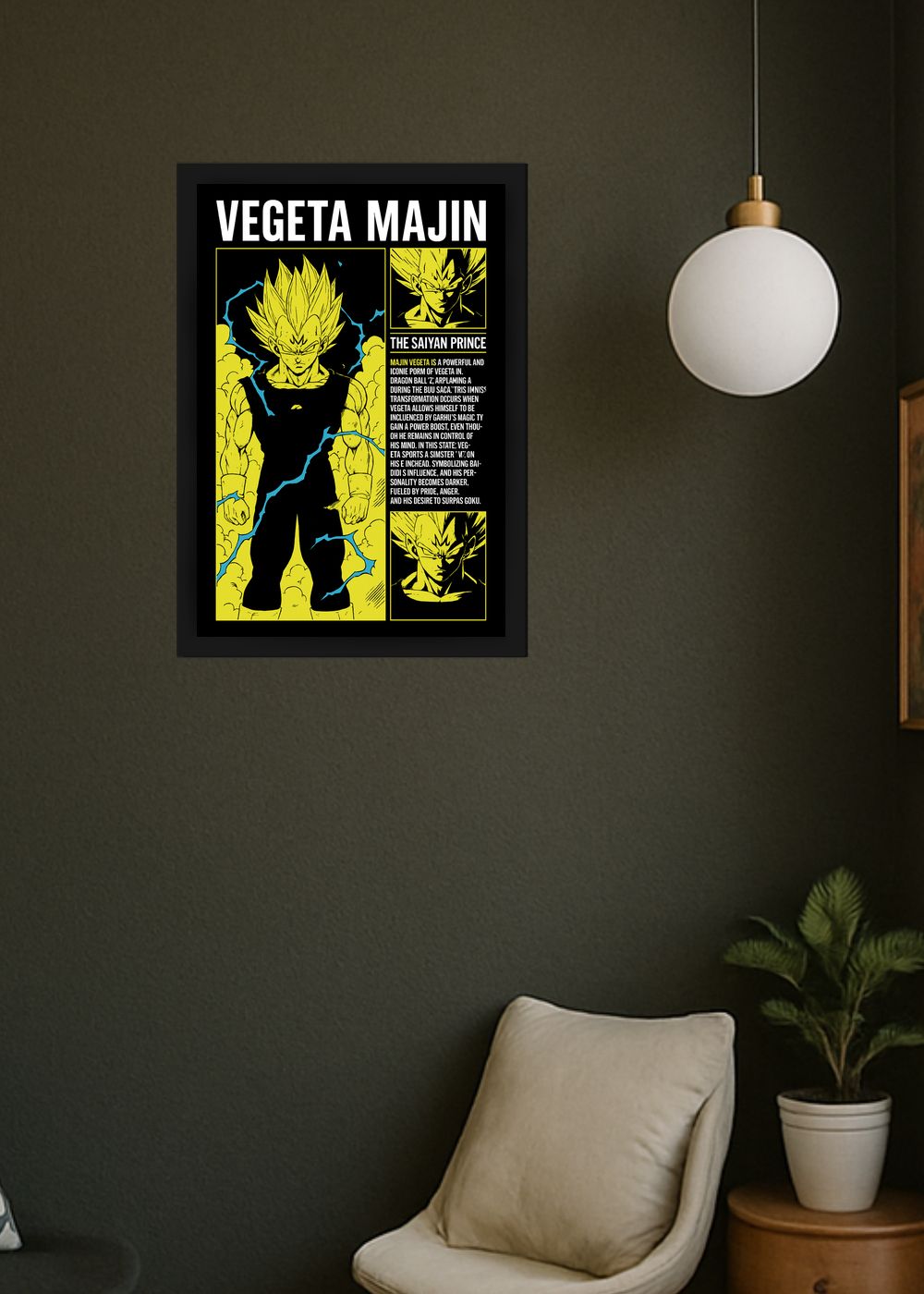 Quadro Decorativo Majin Vegeta o Príncipe Saiyajin Com Vidro