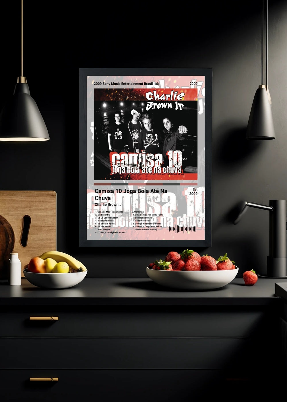 Quadro Charlie Brown Jr. Camisa 10 Joga... (Light) Com Vidro