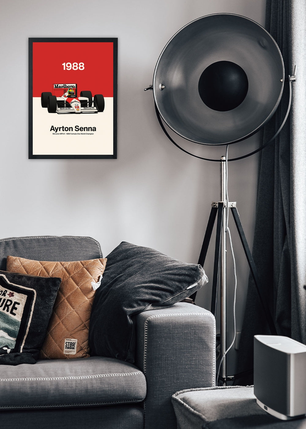 Quadro Ayrton Senna McLaren MP4 4 Campeão 1988 -Com vidro