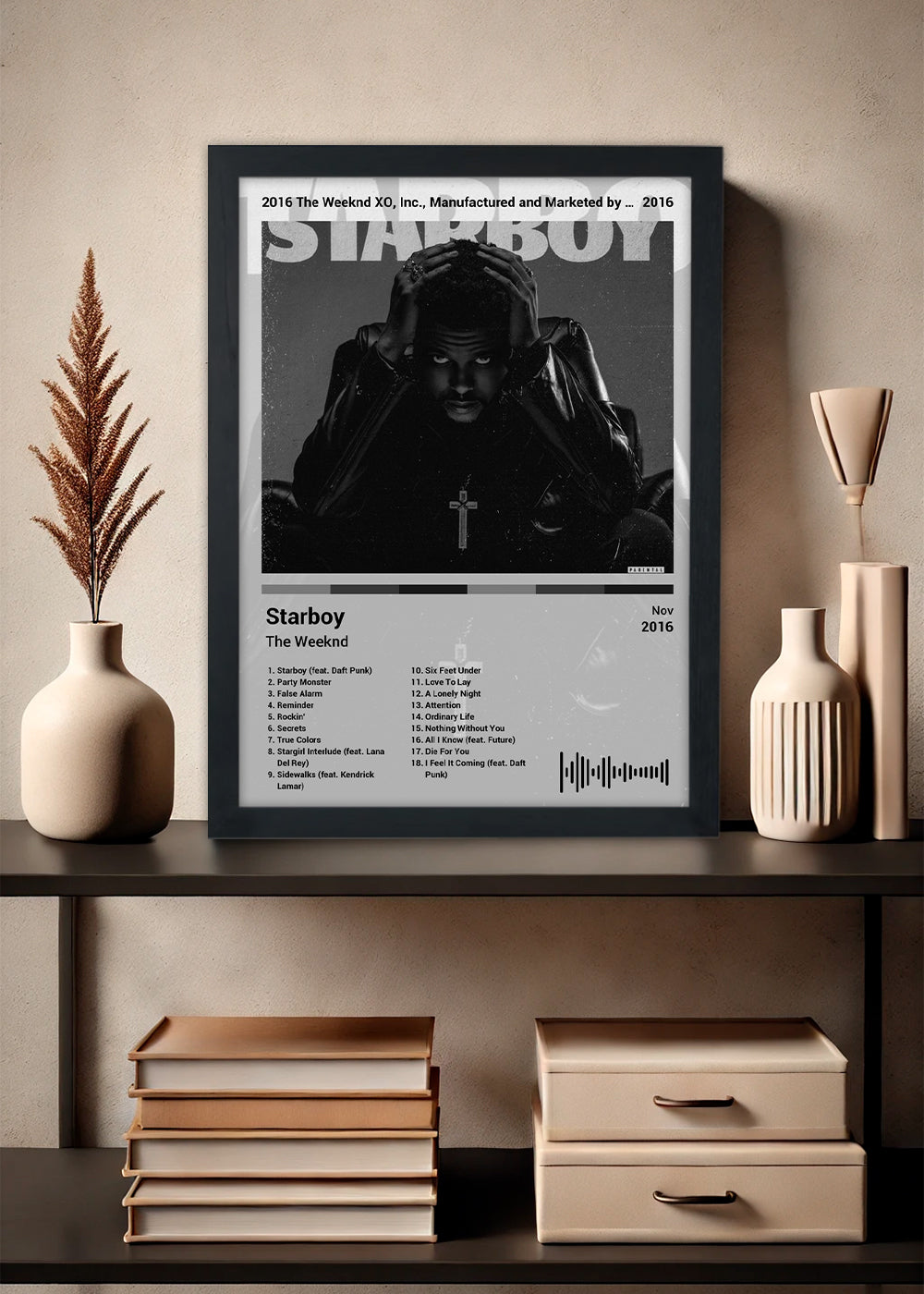 Quadro The Weeknd - Starboy (Black&Light) - Com Vidro