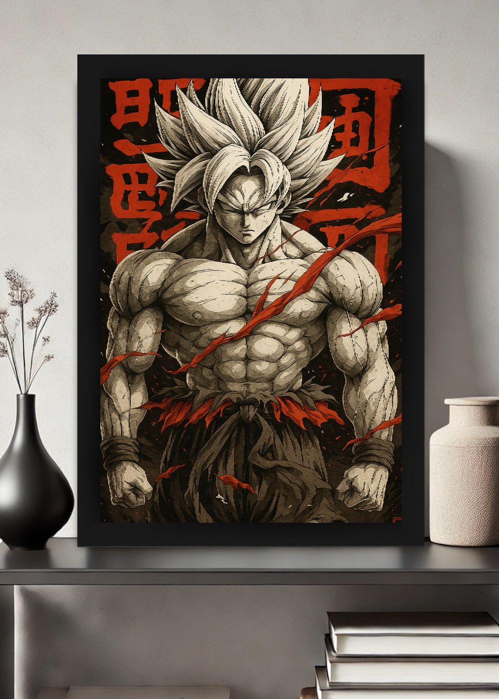 Quadro Goku Ultra Kakaroto DBZ Com Vidro e Moldura