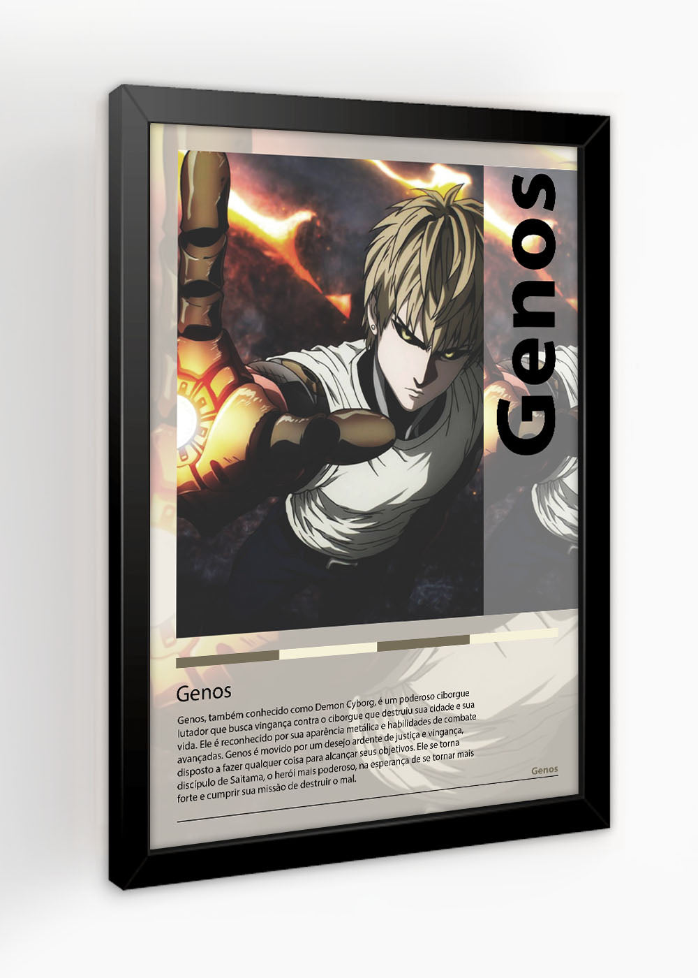 Quadro Decorativo Genos - One-Punch Man - Com vidro