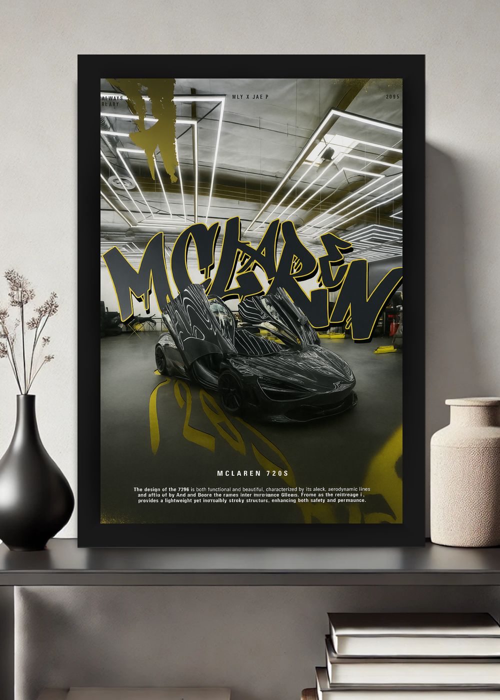 Quadro Decorativo Supermáquina McLaren 720S Com Vidro