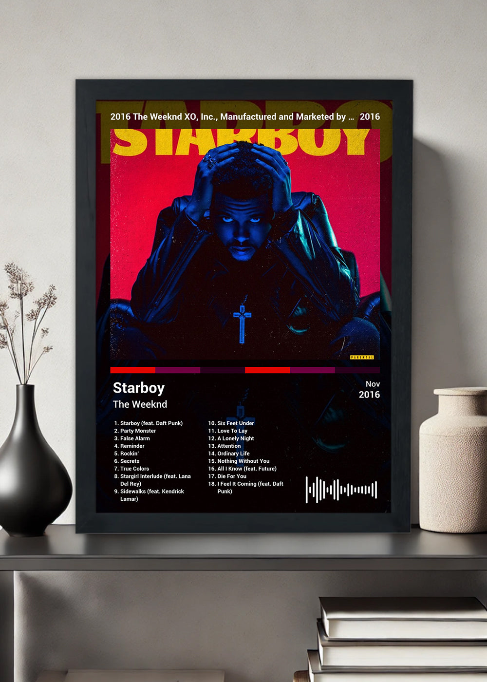 Quadro The Weeknd - Starboy (Black) - Com Vidro