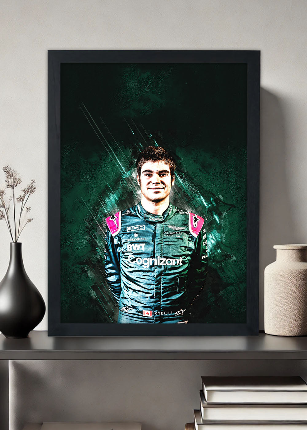 Quadro Piloto Lance Stroll - Com vidro