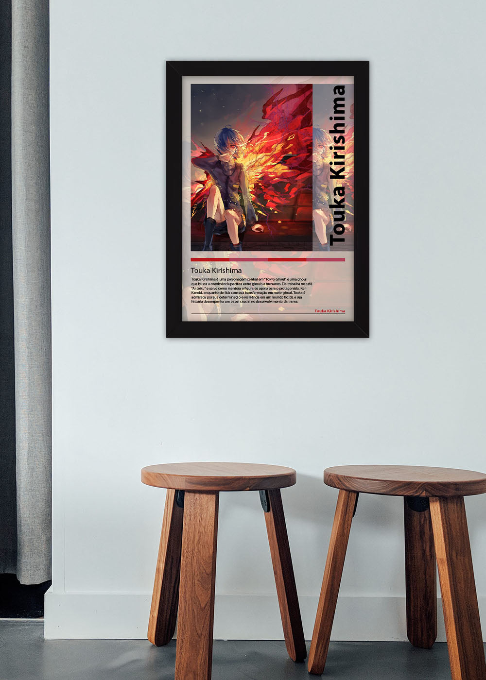 Quadro Decorativo Touka Kirishima - Tokyo Ghoul - Com vidro