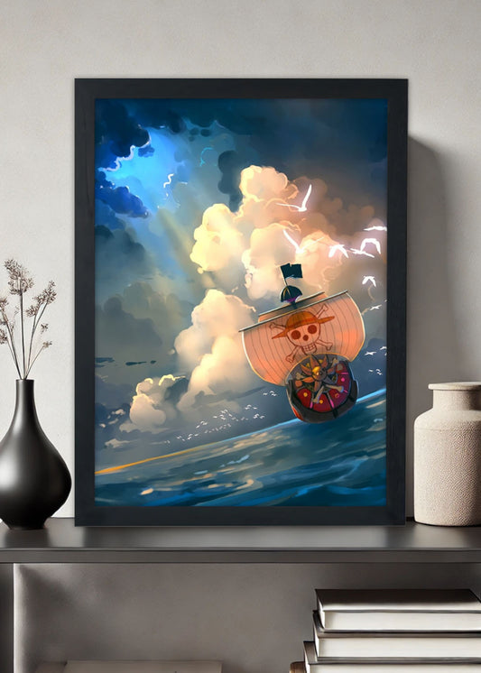 Quadro Decorativo One Piece - Thousand Sunny - Com vidro