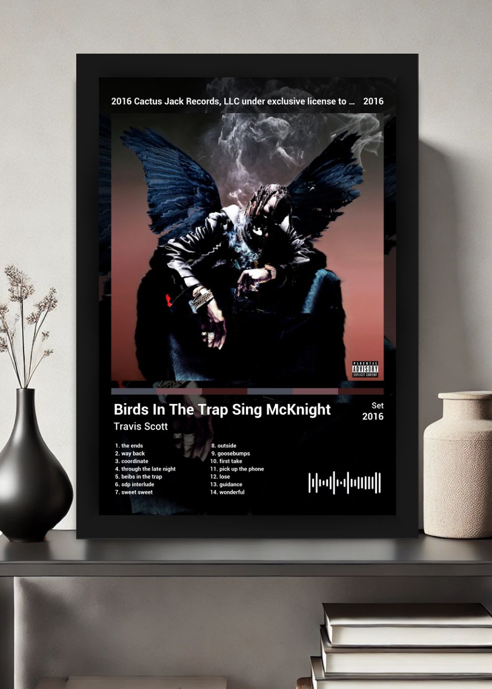 Quadro Travis Scott Birds In The Trap Si... (Dark) Com Vidro