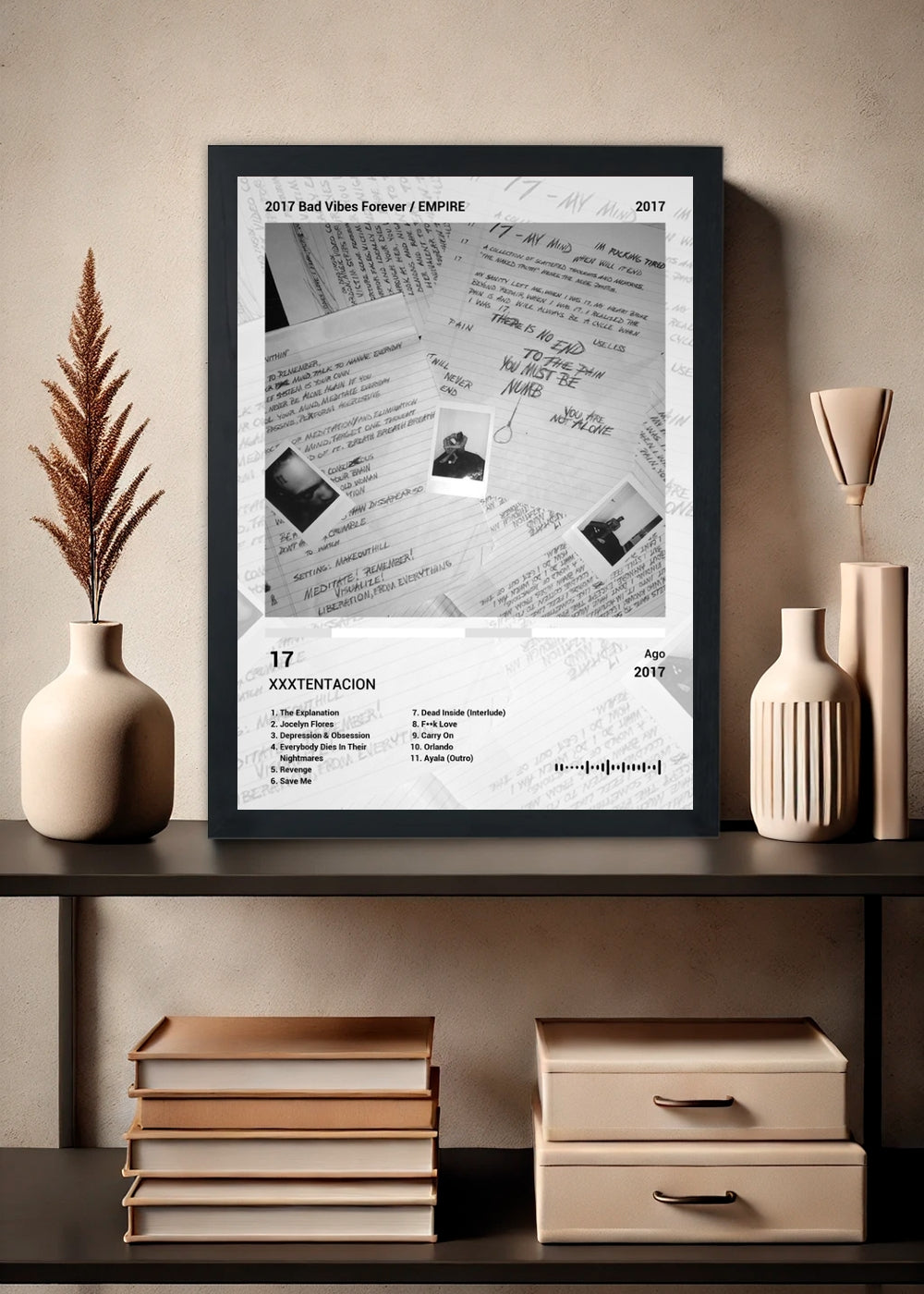 Quadro Decorativo XXXTENTACION 17 (Black&white) Com Vidro