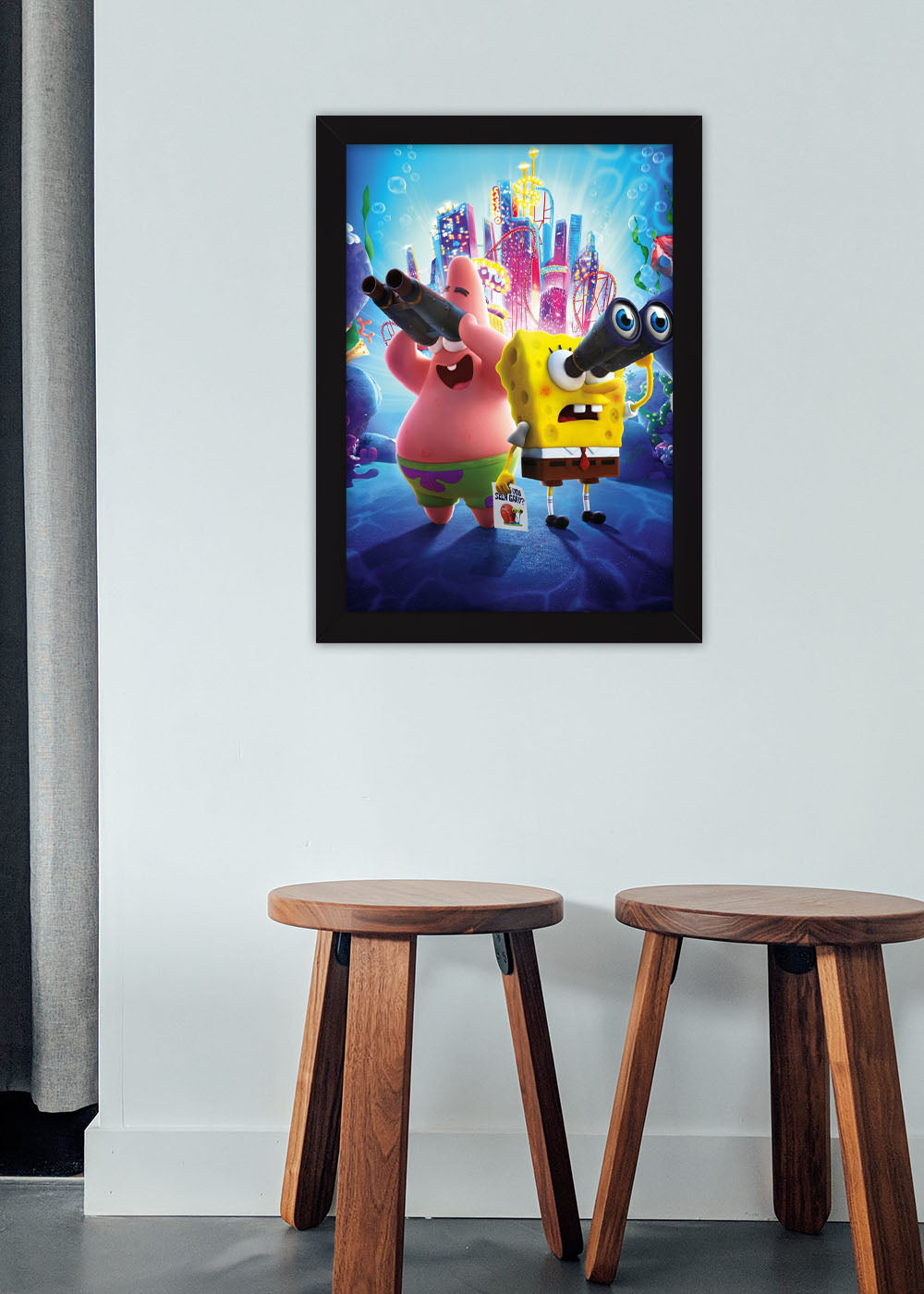 Quadro Decorativo Bob Esponja e Patrick - Com vidro