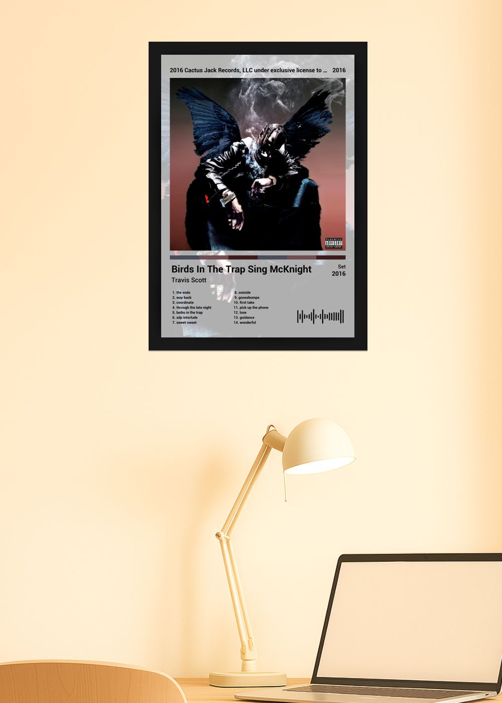 Quadro Travis Scott Birds In The Trap S... (Light) Com Vidro