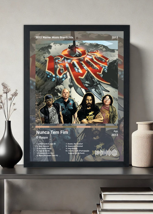 Quadro Decorativo O Rappa Nunca Tem Fim (Duotone) Com Vidro