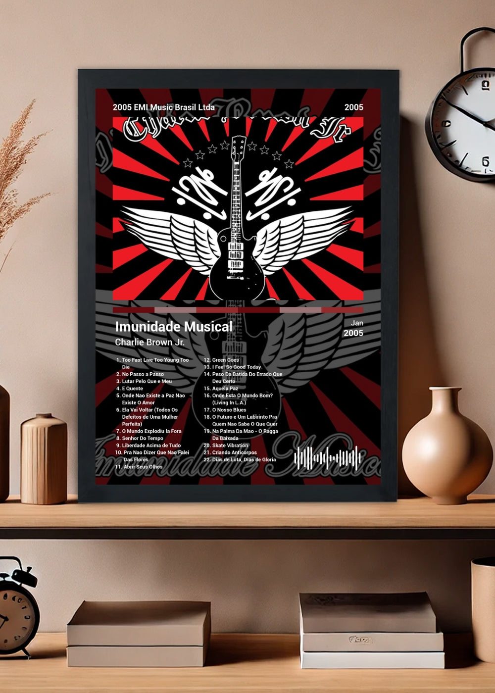 Quadro Charlie Brown Jr. Imunidade Musical (Dark) Com Vidro