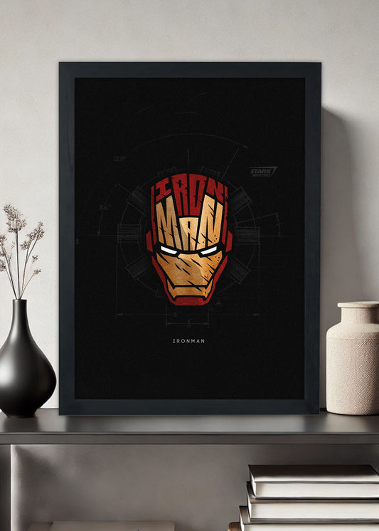 Quadro Heroi Marvel - Homem de Ferro - Com vidro