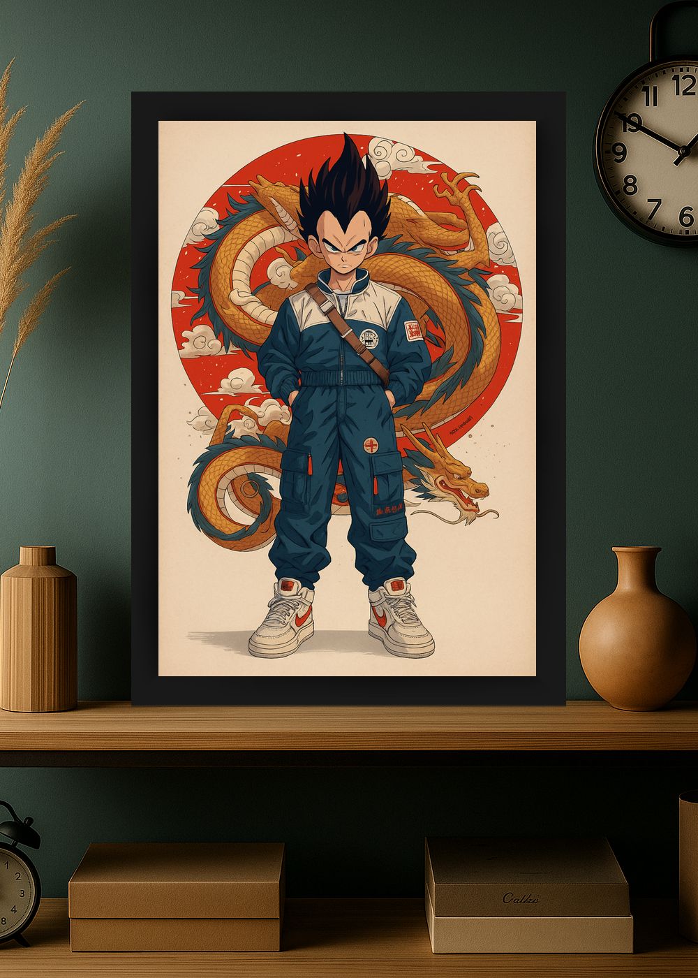 Quadro Vegeta Street Dragon Ball Com Vidro e Moldura