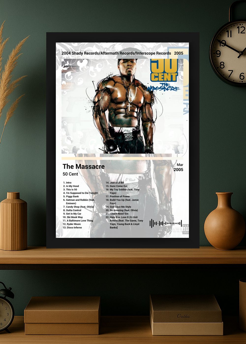 Quadro Decorativo 50 Cent The Massacre (Light) Com Vidro