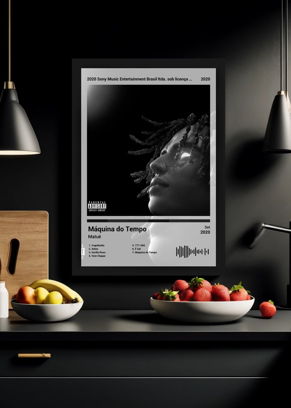 Quadro Matuê Máquina do Tempo (Black&white) Com Vidro