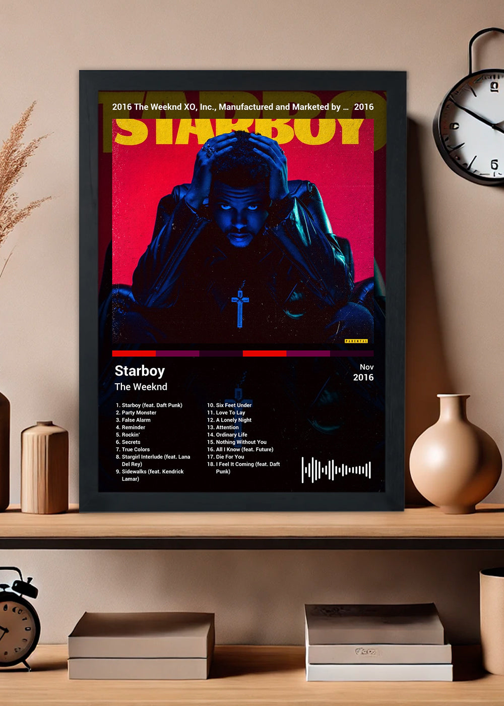 Quadro The Weeknd - Starboy (Black) - Com Vidro