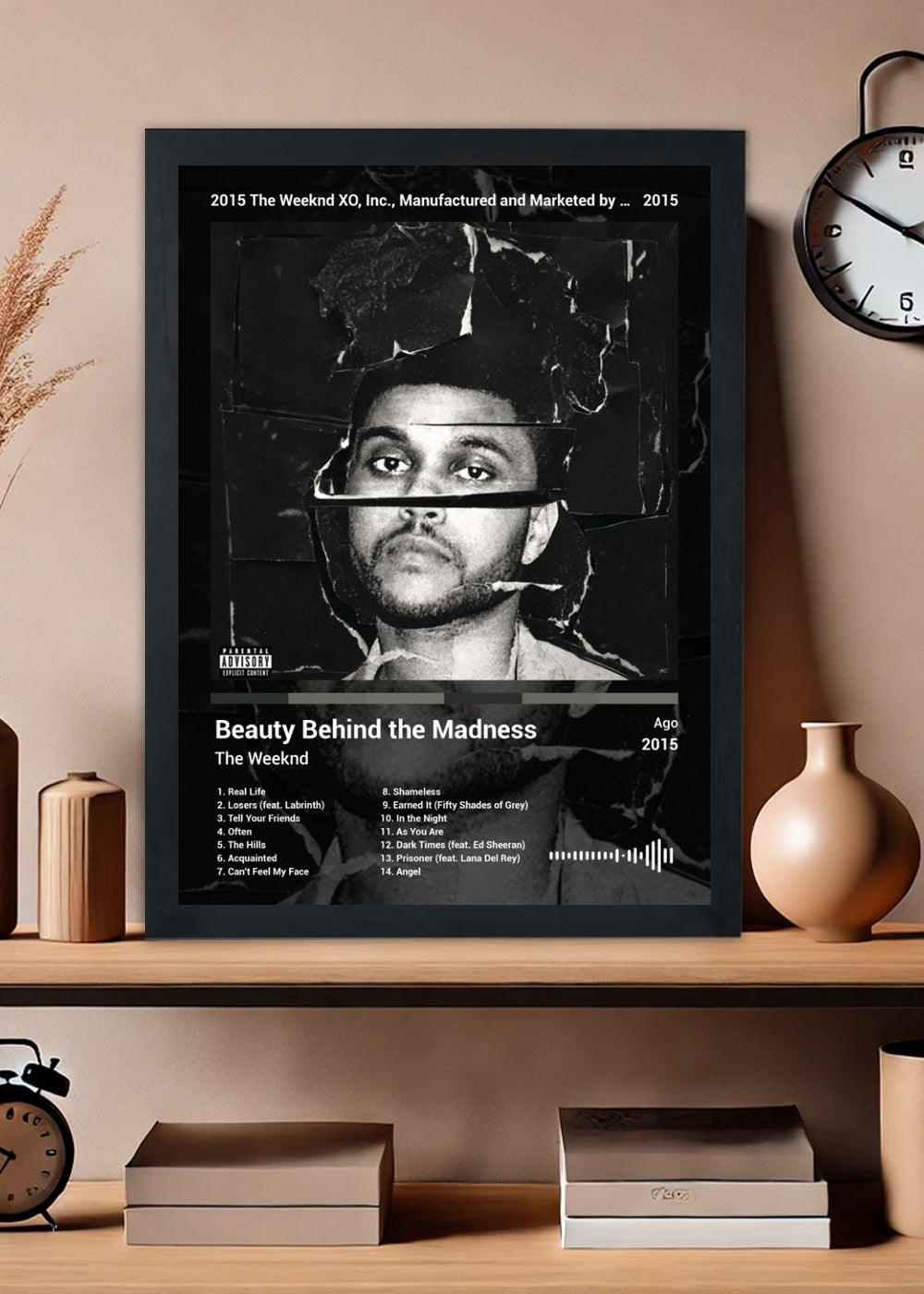 Quadro The Weeknd Beauty Behind the Madness (Dark) Com Vidro