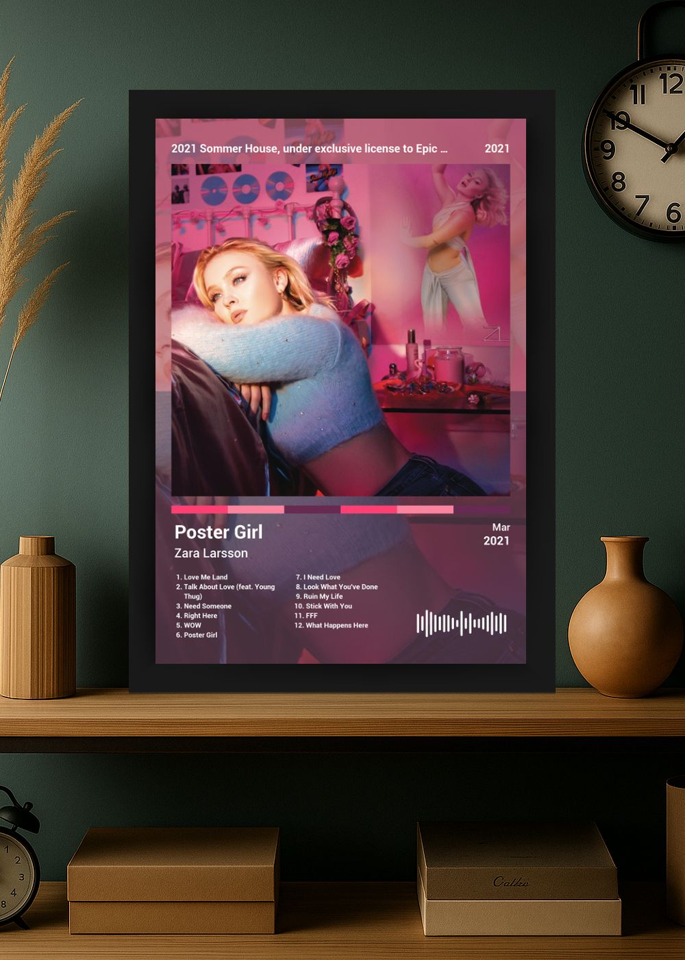 Quadro Zara Larsson Poster Girl (Colored) Com Vidro