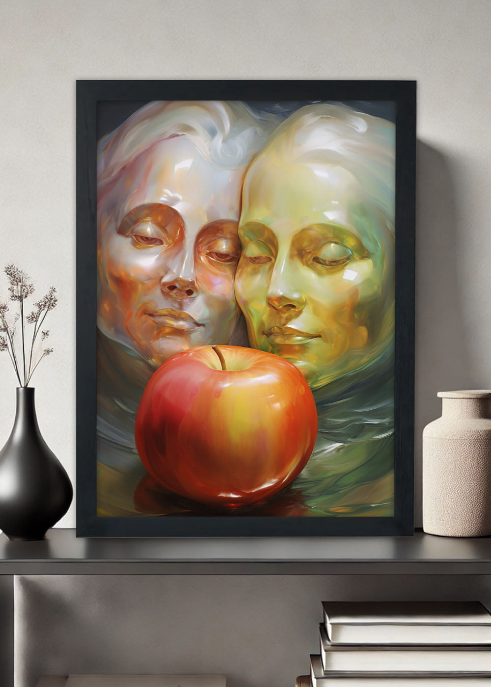 Quadro Decorativo Adão e eva abstratos Abstrato - Com vidro