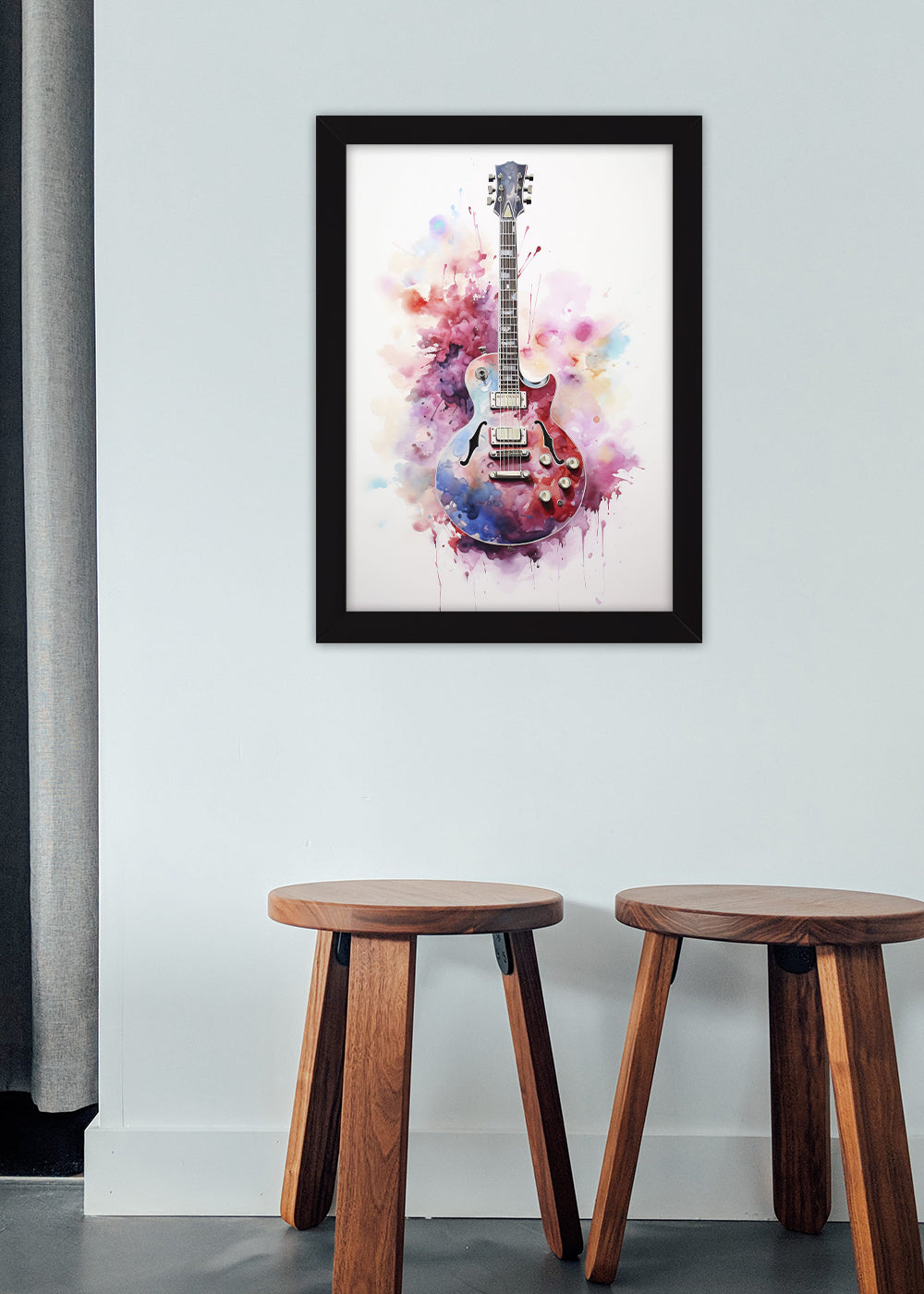 Quadro Decorativo Arte da guitarra Abstrata - Com vidro