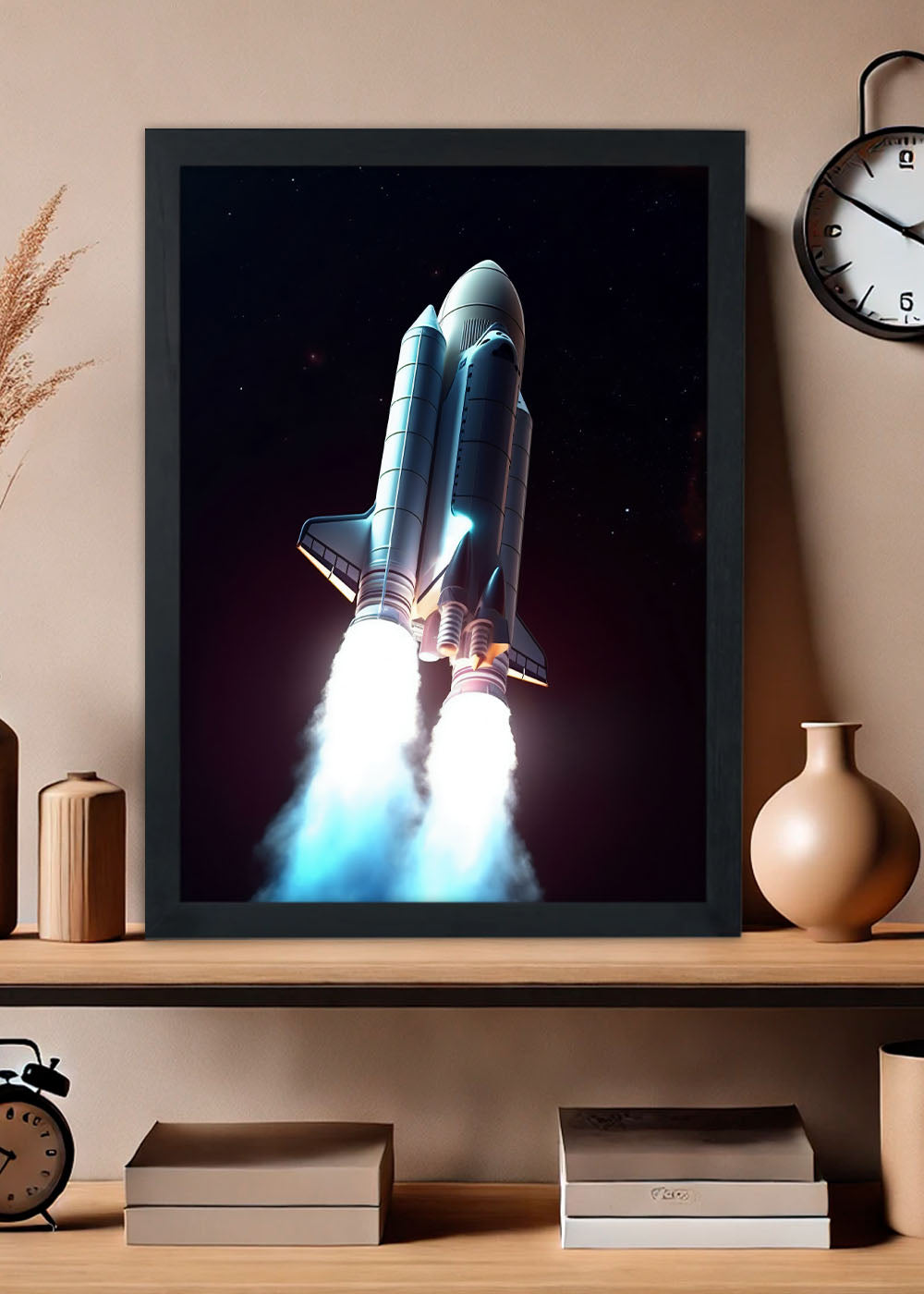Quadro Decorativo Foguete Abstrato - Com vidro