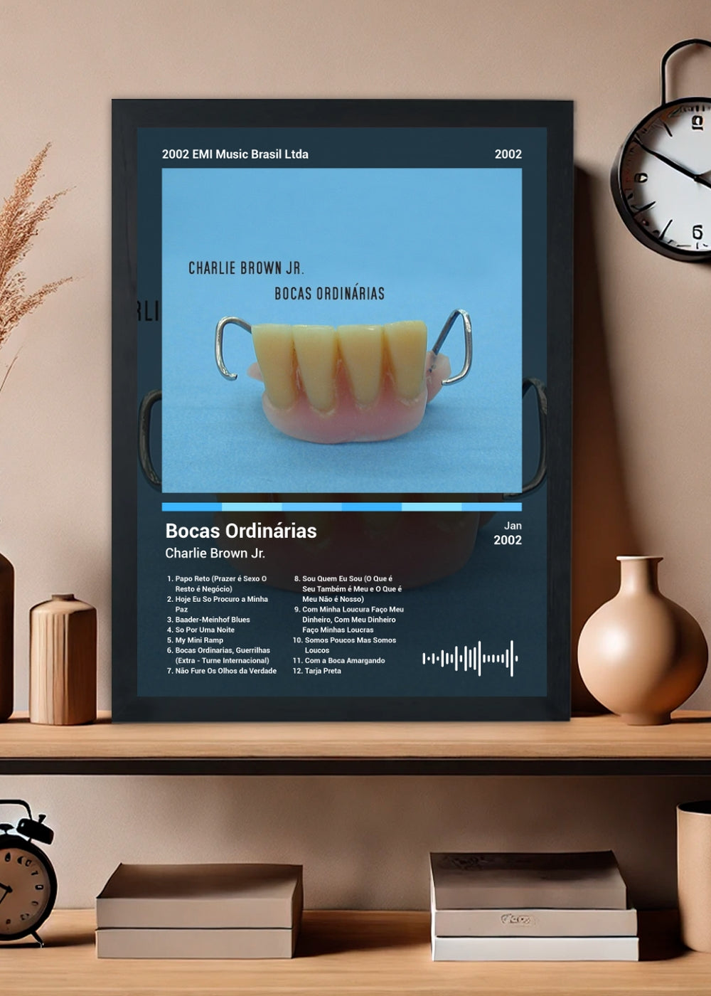 Quadro Charlie Brown Jr. Bocas Ordinárias (Dark) Com Vidro